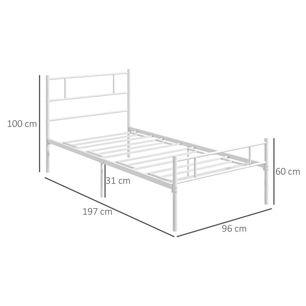 SvvalkaSingle Metal Bed Frame w/ Headboard and Footboard, Underbed Storage Space