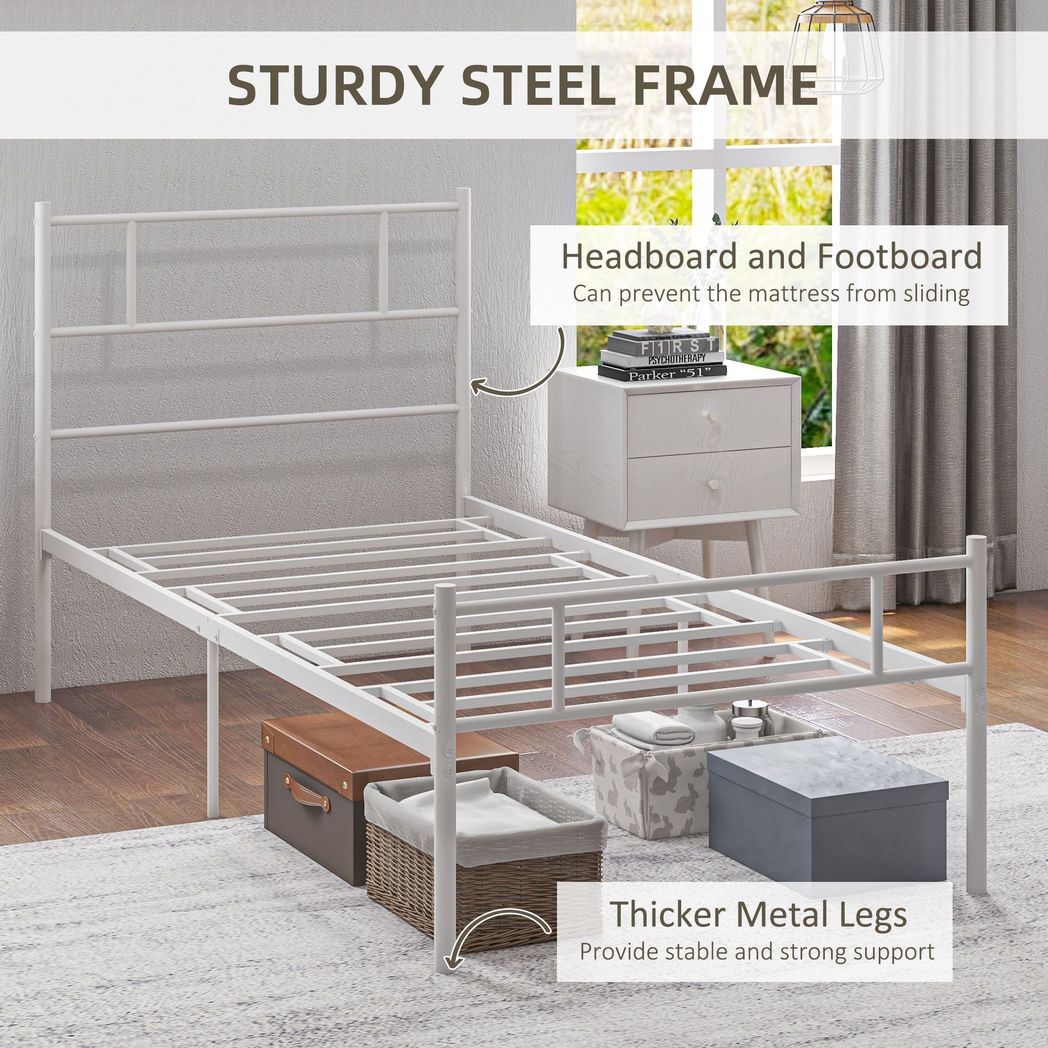 SvvalkaSingle Metal Bed Frame w/ Headboard and Footboard, Underbed Storage Space