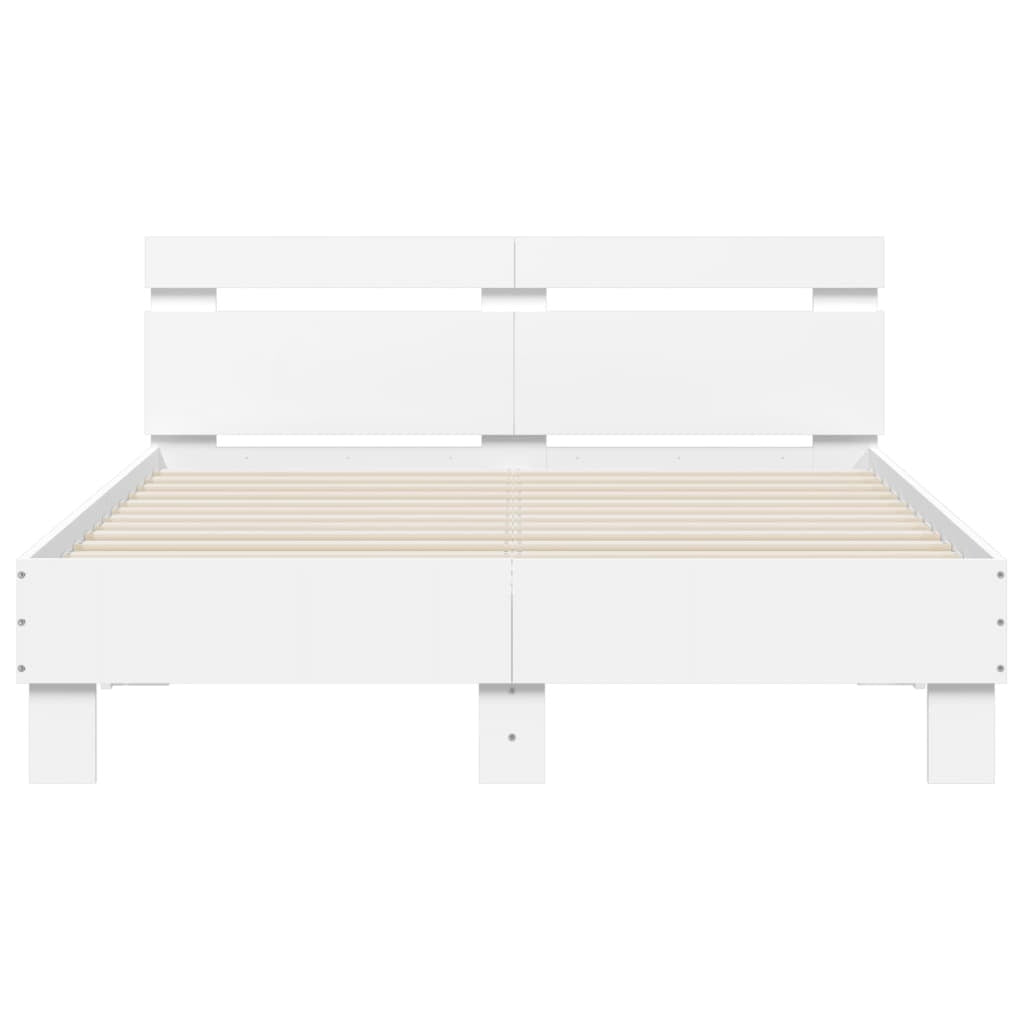 Bed Frame with Headboard White 120x190 cm Small Double Engineered Wood