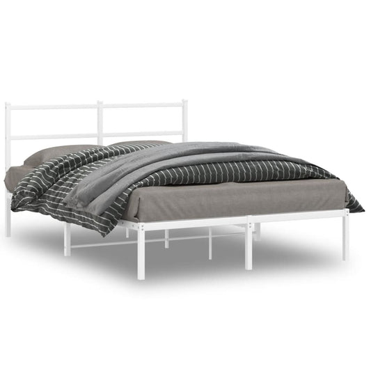 Metal Bed Frame with Headboard White 135x190 cm Double