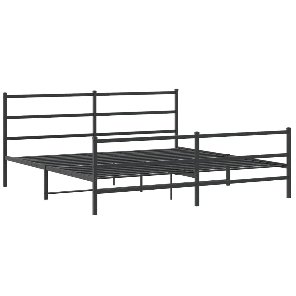 Metal Bed Frame with Headboard and Footboard?Black 183x213 cm