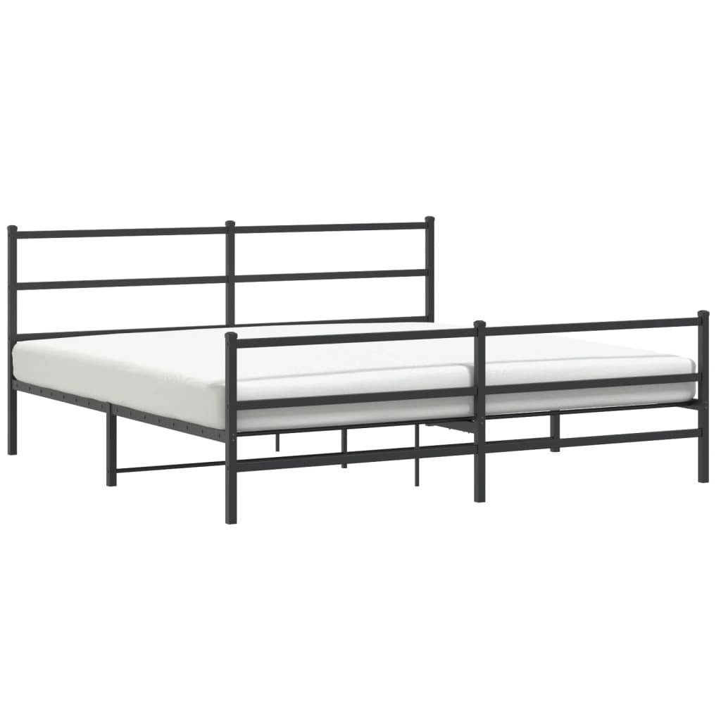 Metal Bed Frame with Headboard and Footboard?Black 183x213 cm