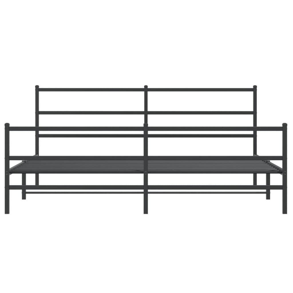 Metal Bed Frame with Headboard and Footboard?Black 183x213 cm