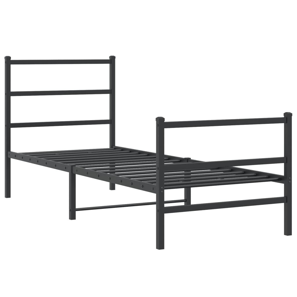 Metal Bed Frame with Headboard and Footboard?Black 80x200 cm