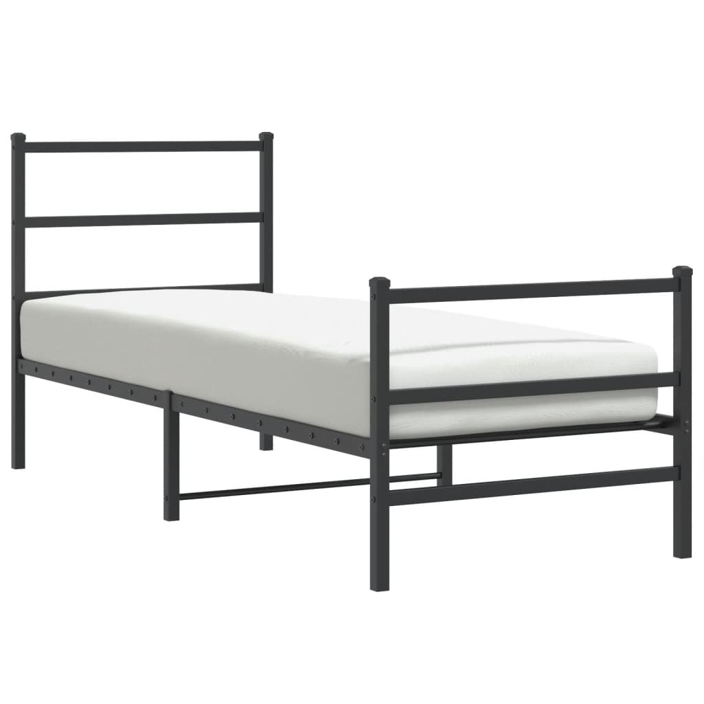 Metal Bed Frame with Headboard and Footboard?Black 80x200 cm