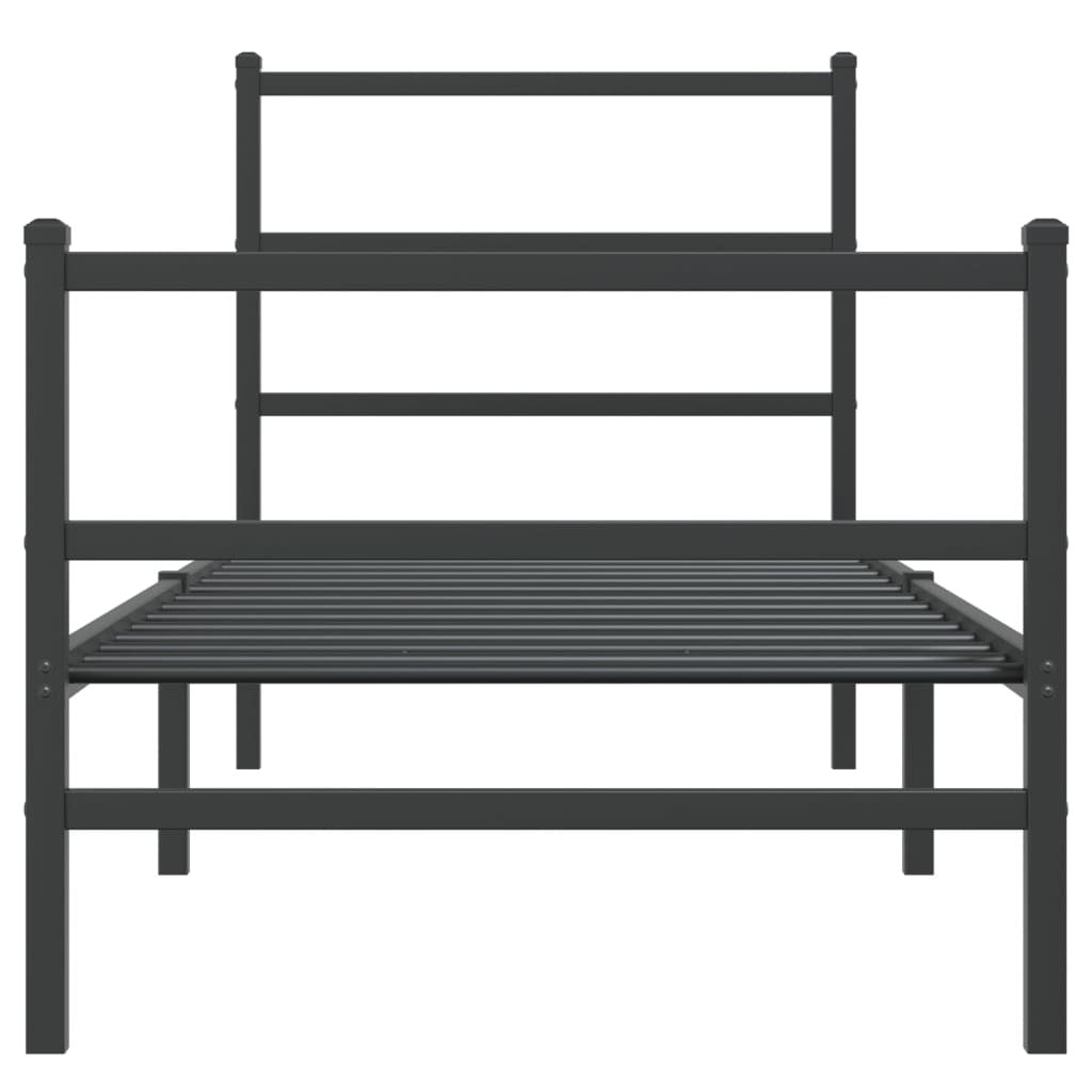 Metal Bed Frame with Headboard and Footboard?Black 80x200 cm