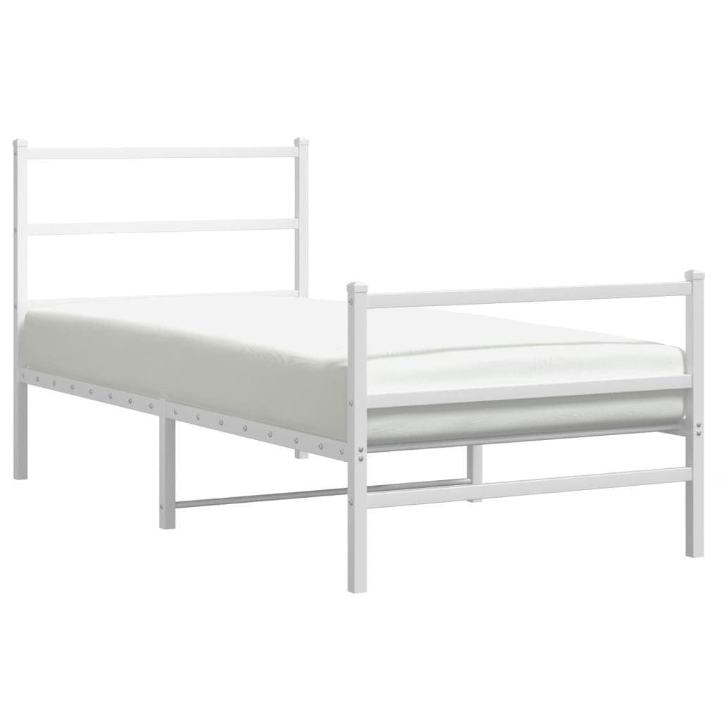 Metal Bed Frame with Headboard and Footboard?White 90x200 cm