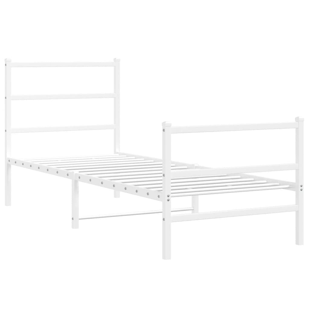 Metal Bed Frame with Headboard and Footboard?White 80x200 cm