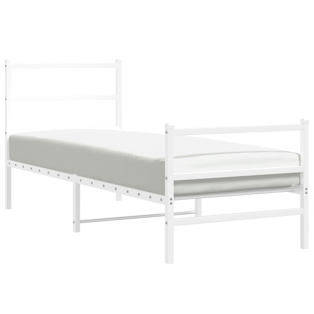 Metal Bed Frame with Headboard and Footboard?White 80x200 cm