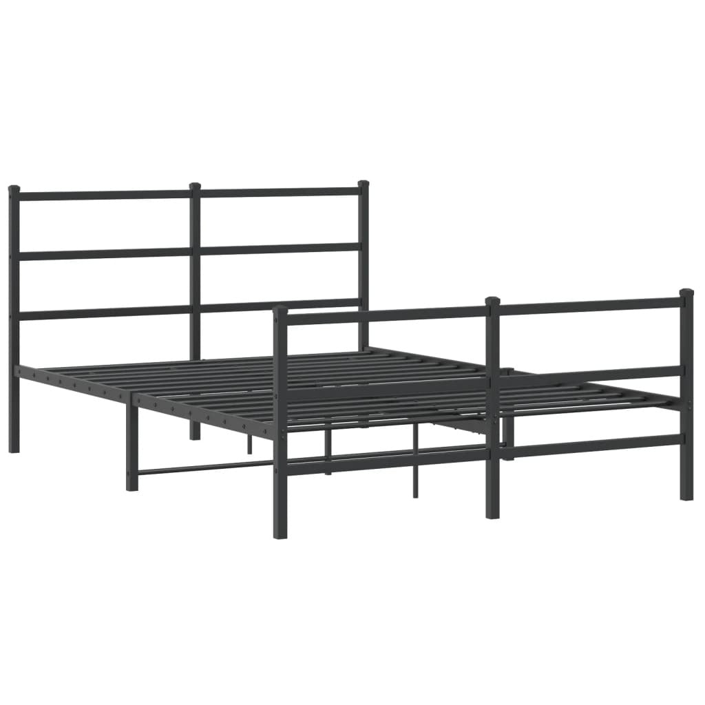 Metal Bed Frame with Headboard and Footboard?Black 135x190 cm Double