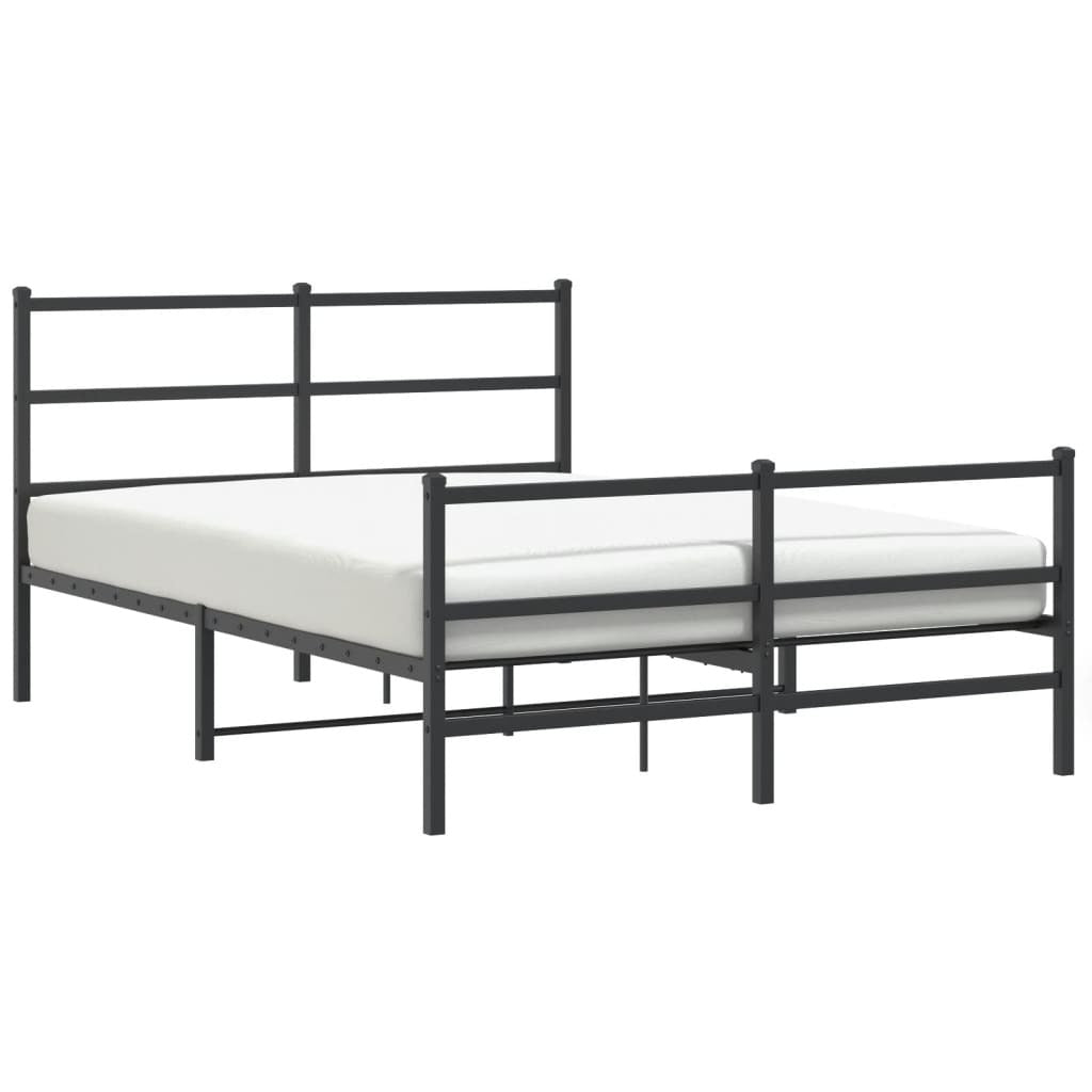 Metal Bed Frame with Headboard and Footboard?Black 135x190 cm Double