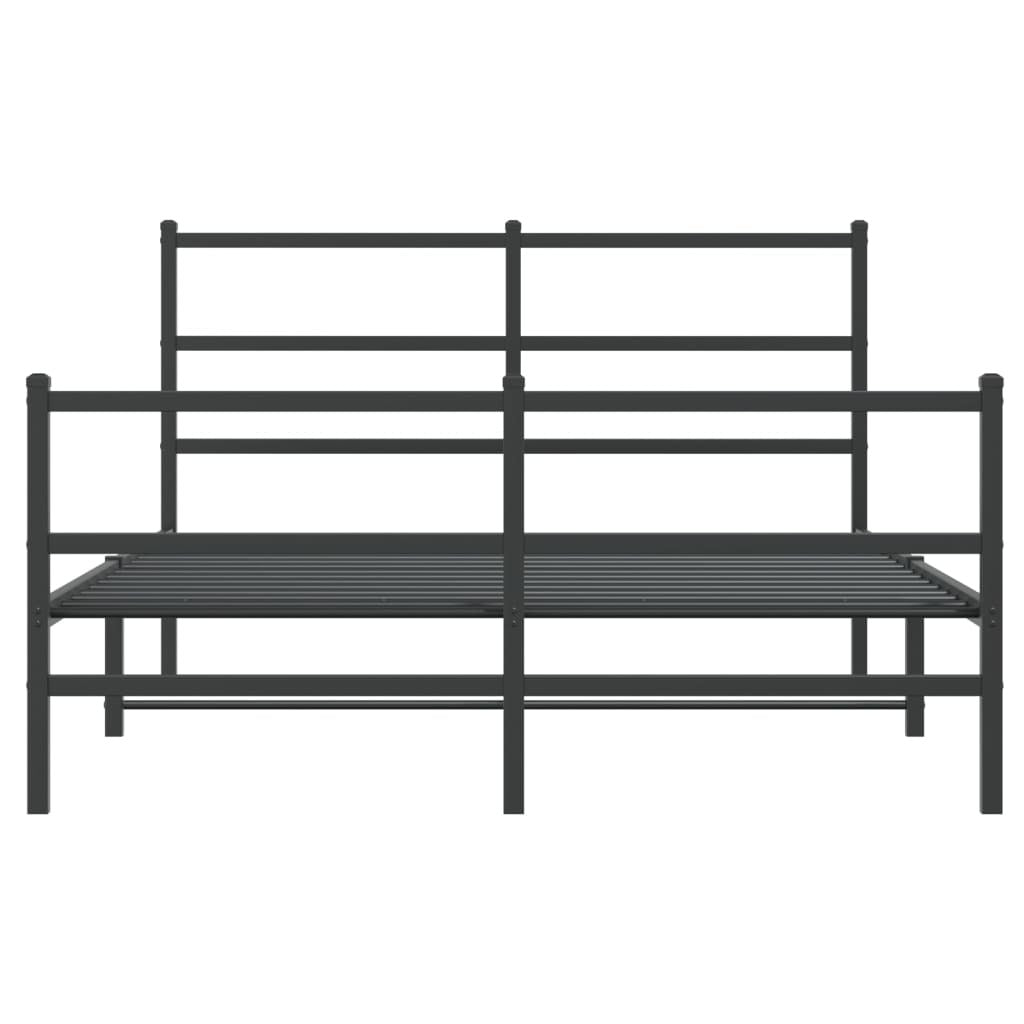 Metal Bed Frame with Headboard and Footboard?Black 135x190 cm Double