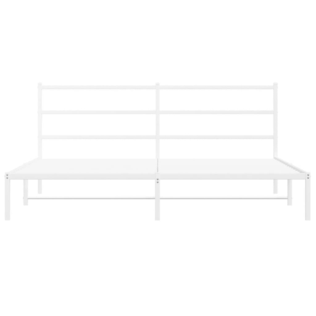 Metal Bed Frame with Headboard White 193x203 cm