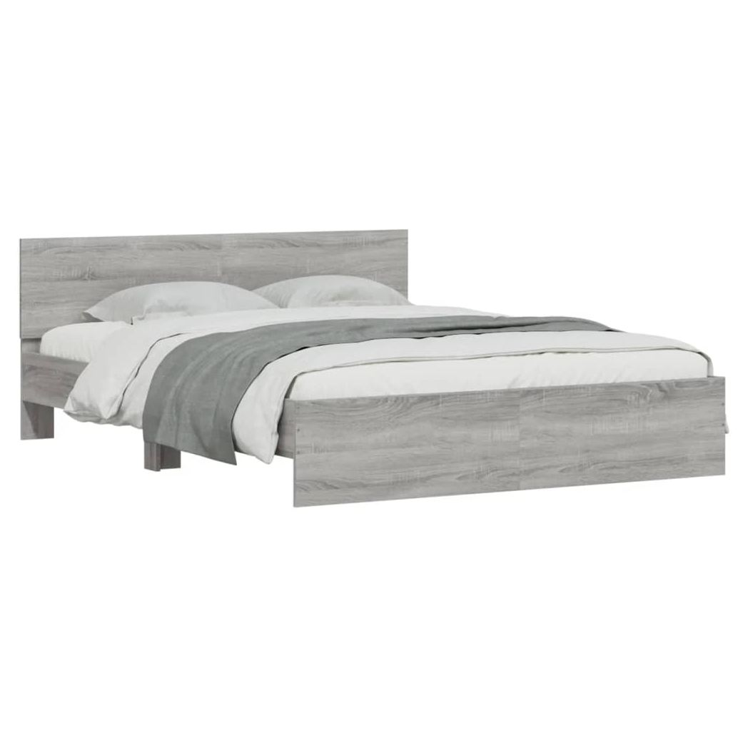 Bed Frame with Headboard Grey Sonoma 140x190 cm