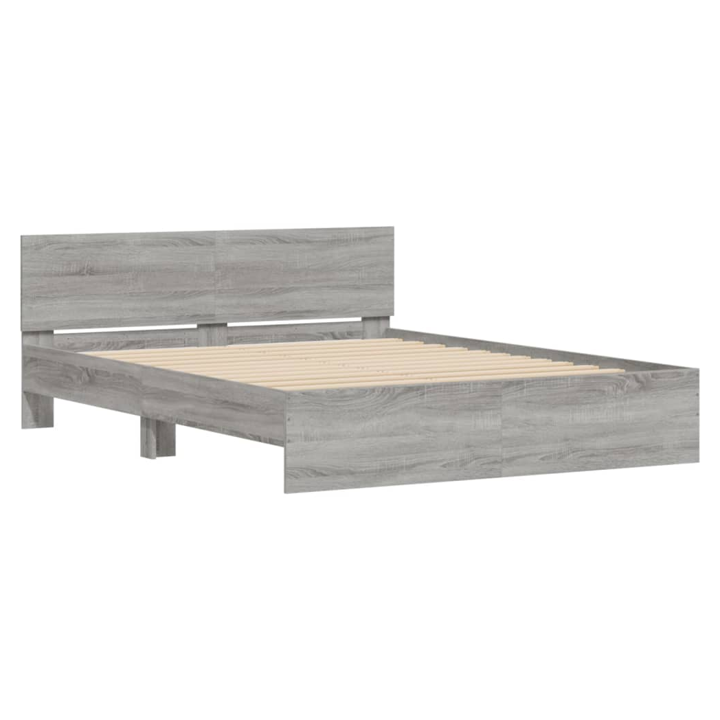 Bed Frame with Headboard Grey Sonoma 140x190 cm