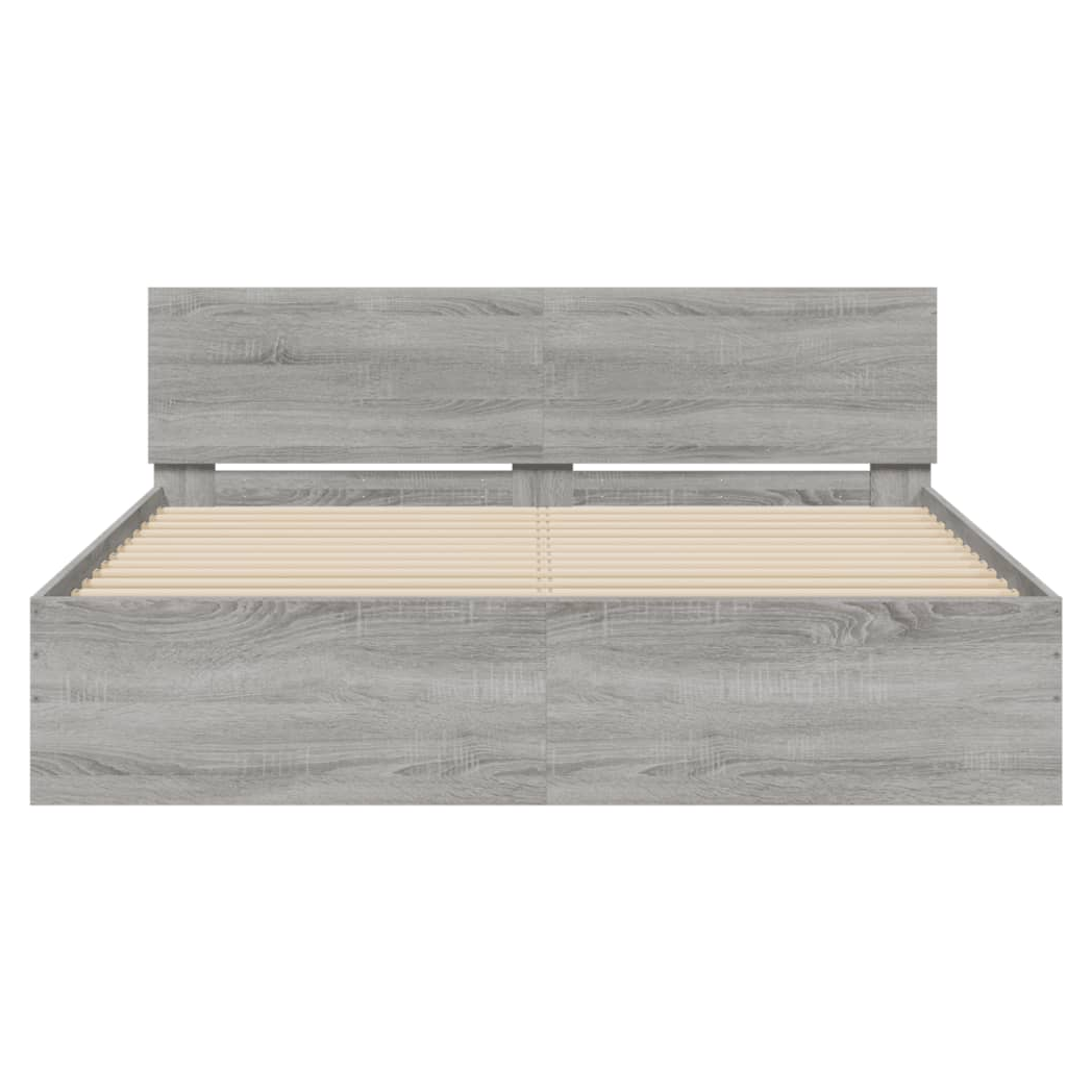 Bed Frame with Headboard Grey Sonoma 140x190 cm