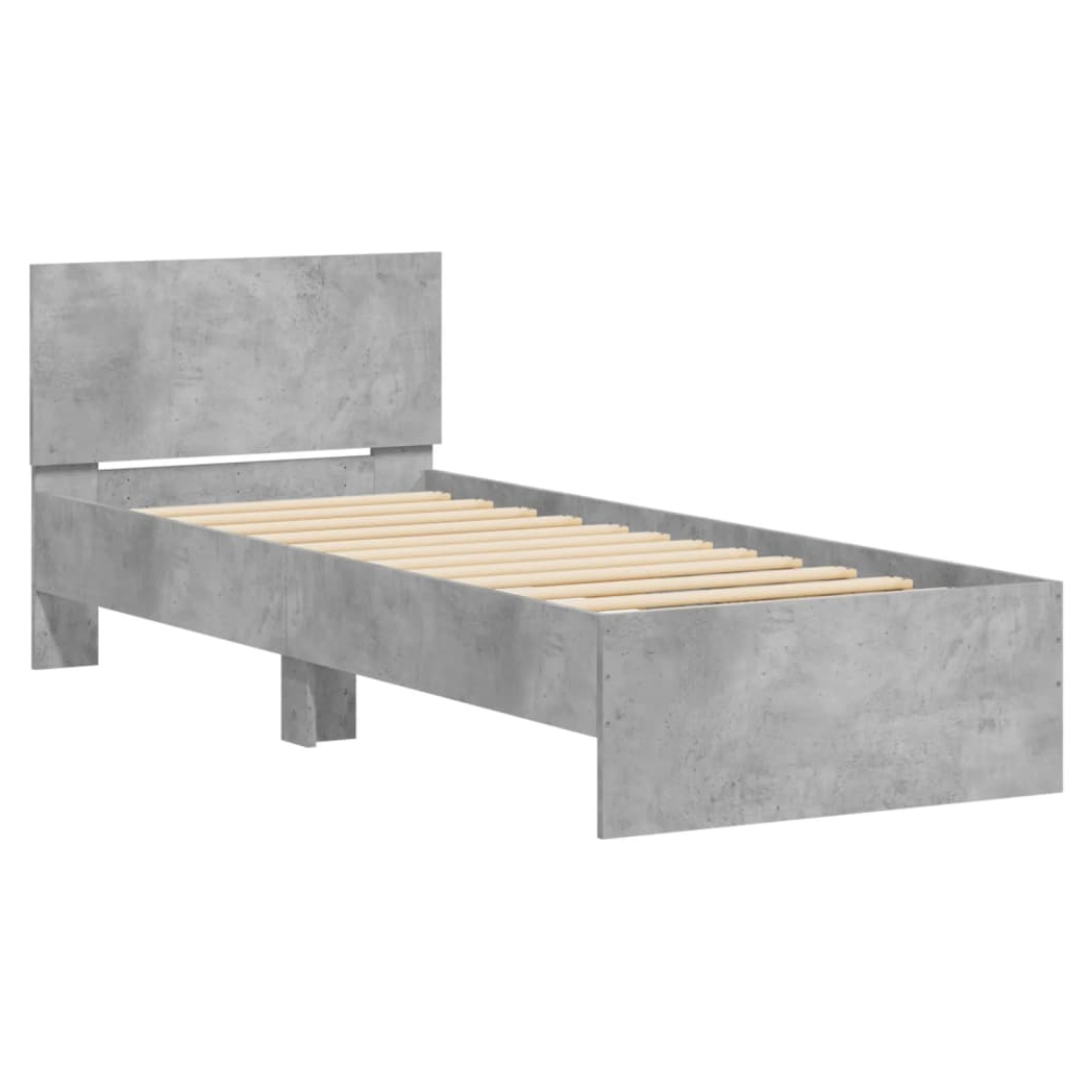 Bed Frame with Headboard Concrete Grey 90x190 cm Single Engineered wood