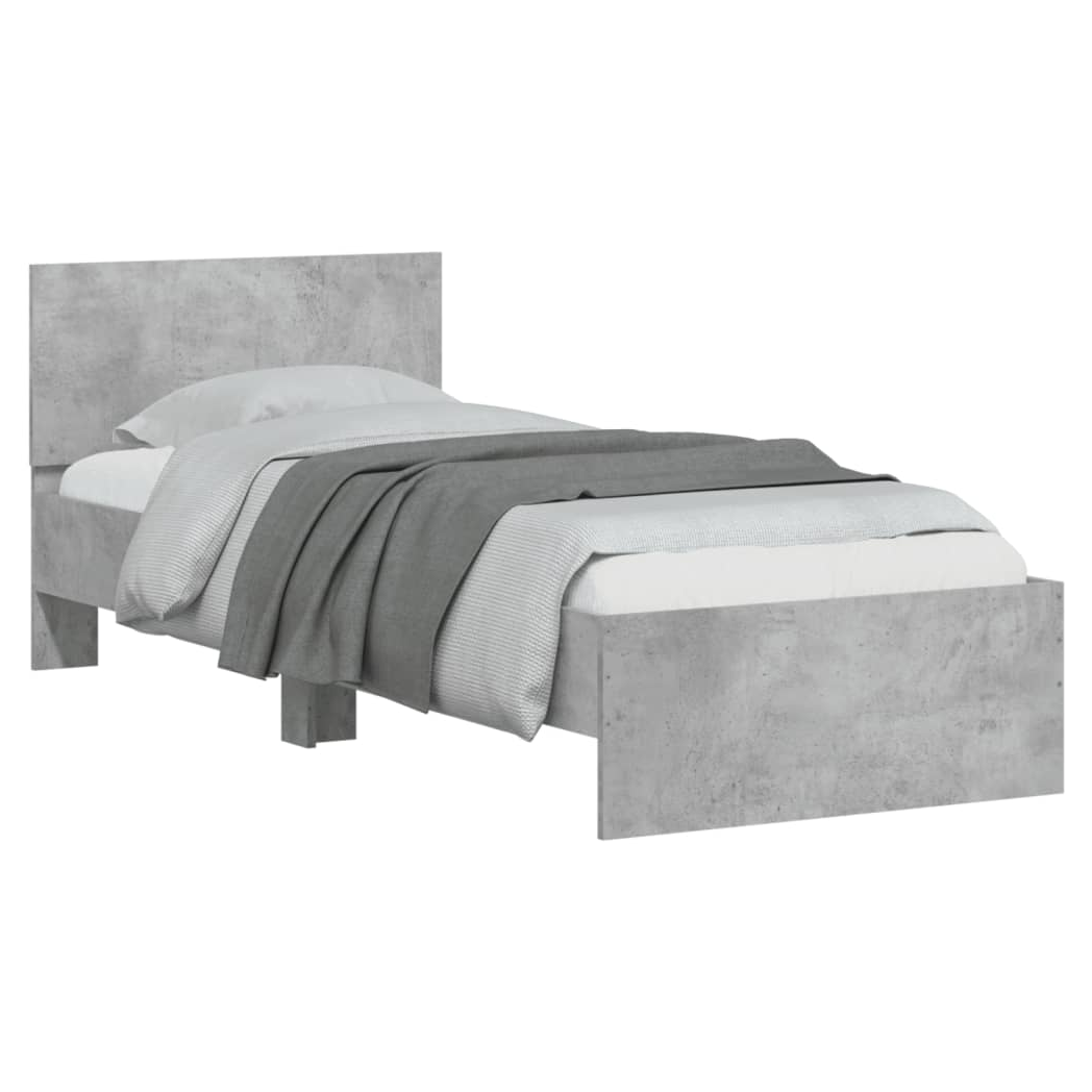 Bed Frame with Headboard Concrete Grey 90x190 cm Single Engineered wood