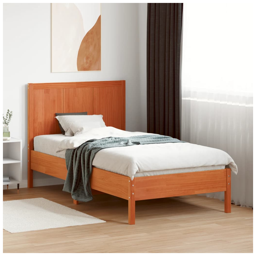 Headboard Wax Brown 100 cm Solid Wood Pine