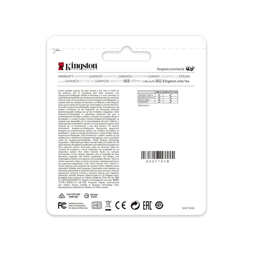 Kingston DataTraveler Kyson USB 3.2 Gen 1 Flash Drive 32GB - Stylish Capless Metal Case