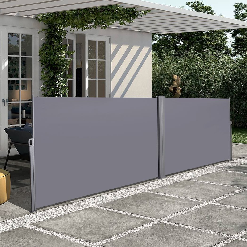 276" x 71'' Retractable Side Screen Awning, UV Resistant and Waterproof Patio Privacy Screen,Dark Grey