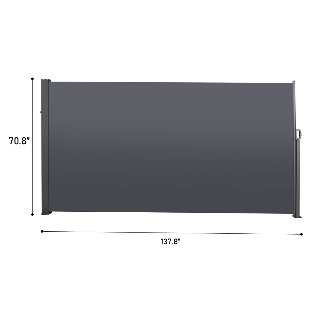 138" x 71" Retractable Side Screen Awning, UV Resistant and Waterproof Patio Privacy Screen,Dark Grey