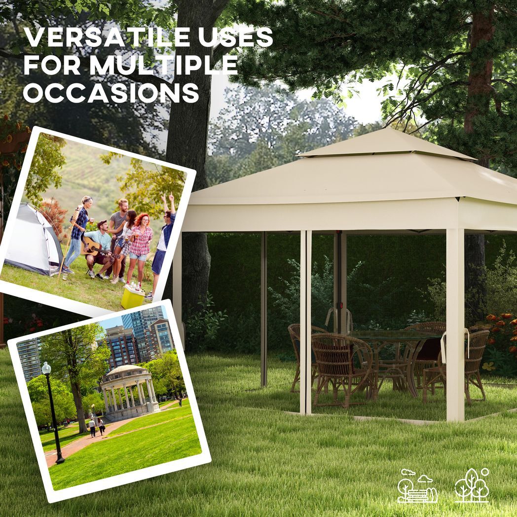 Svvalka Garden Folding Tent Heavy Duty Pop Up Gazebo for Party Cream