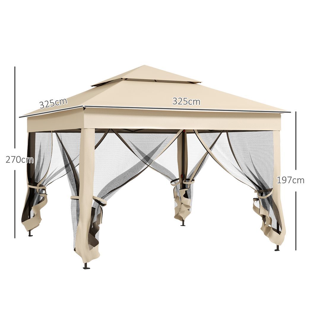 Svvalka Garden Folding Tent Heavy Duty Pop Up Gazebo for Party Cream