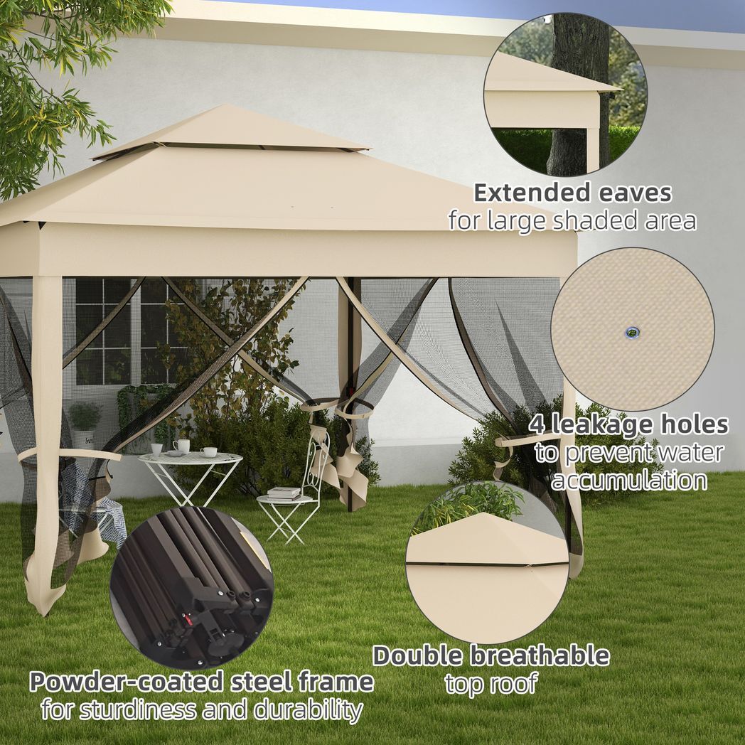 Svvalka Garden Folding Tent Heavy Duty Pop Up Gazebo for Party Cream