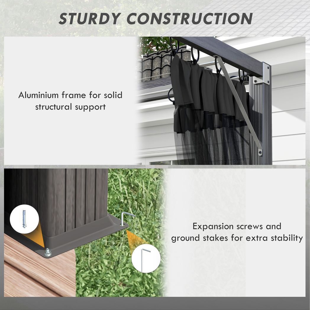 3 x 3 m Pergola with Retractable Roof and Netting, Dark Grey