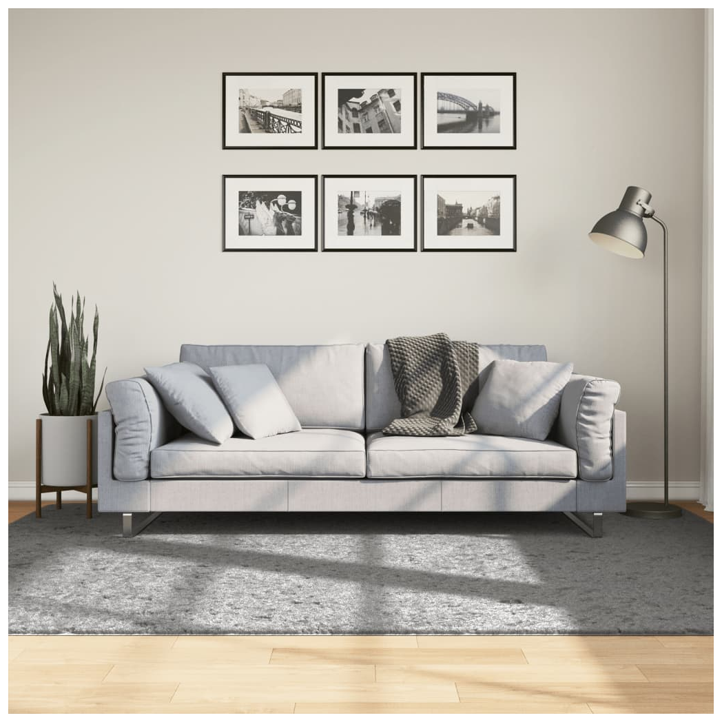 Shaggy Rug PAMPLONA High Pile Modern Grey 160x230 cm