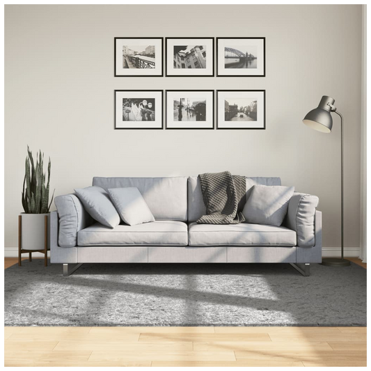 Shaggy Rug PAMPLONA High Pile Modern Grey 160x230 cm