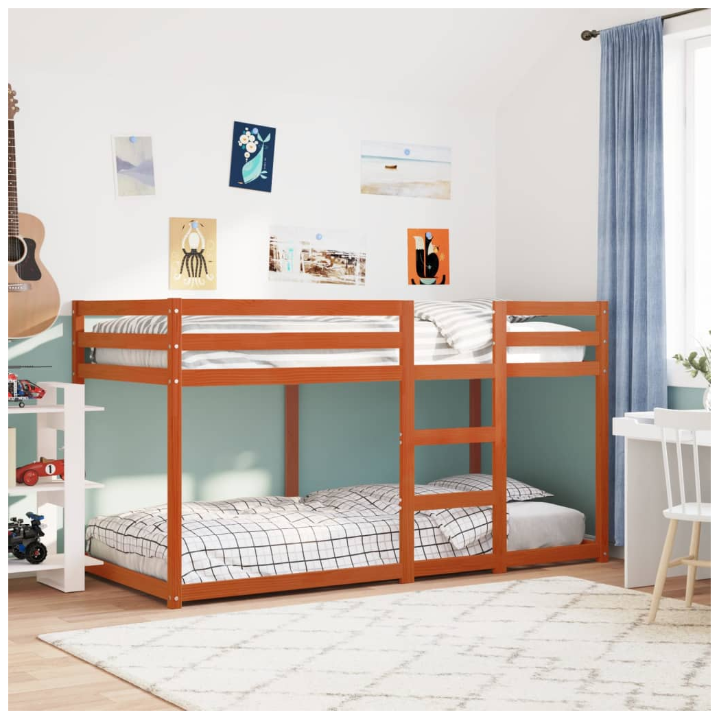 Bunk Bed Wax Brown 75x190 cm Solid Wood Pine