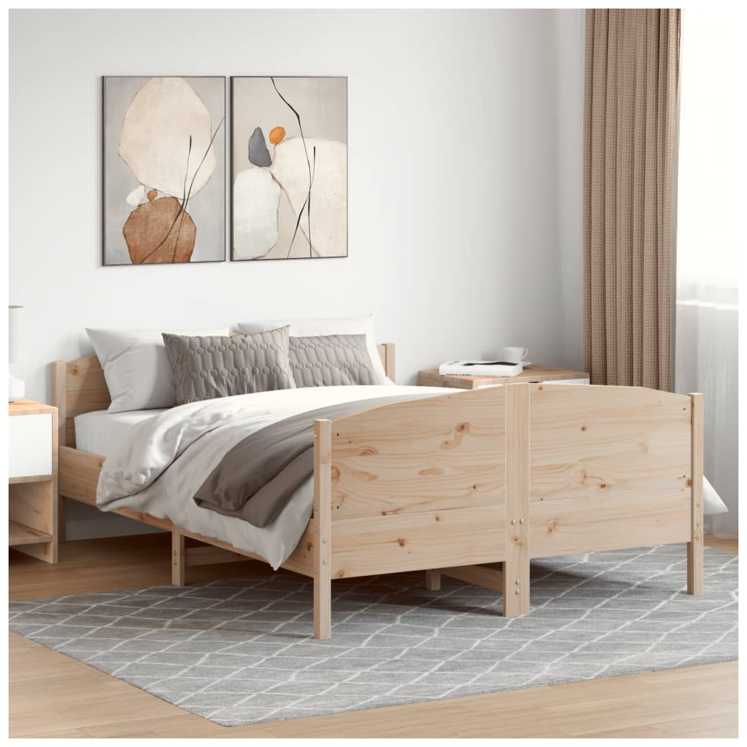 Bed Frame with Headboard 120x190 cm Small Double Solid Wood Pine