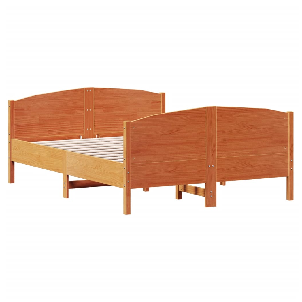 Bed Frame with Headboard Wax Brown 120x190 cm Small Double Solid Wood Pine