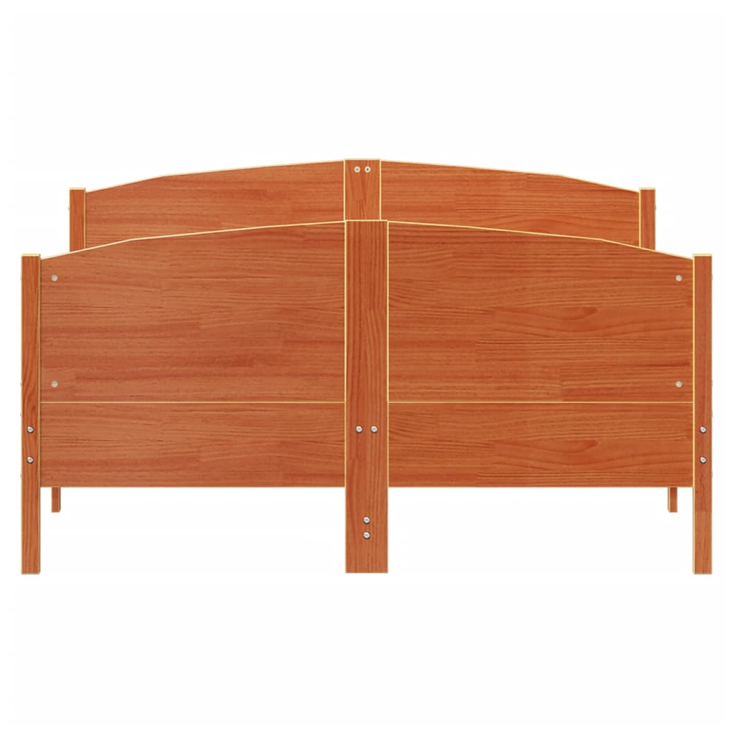 Bed Frame with Headboard Wax Brown 120x190 cm Small Double Solid Wood Pine