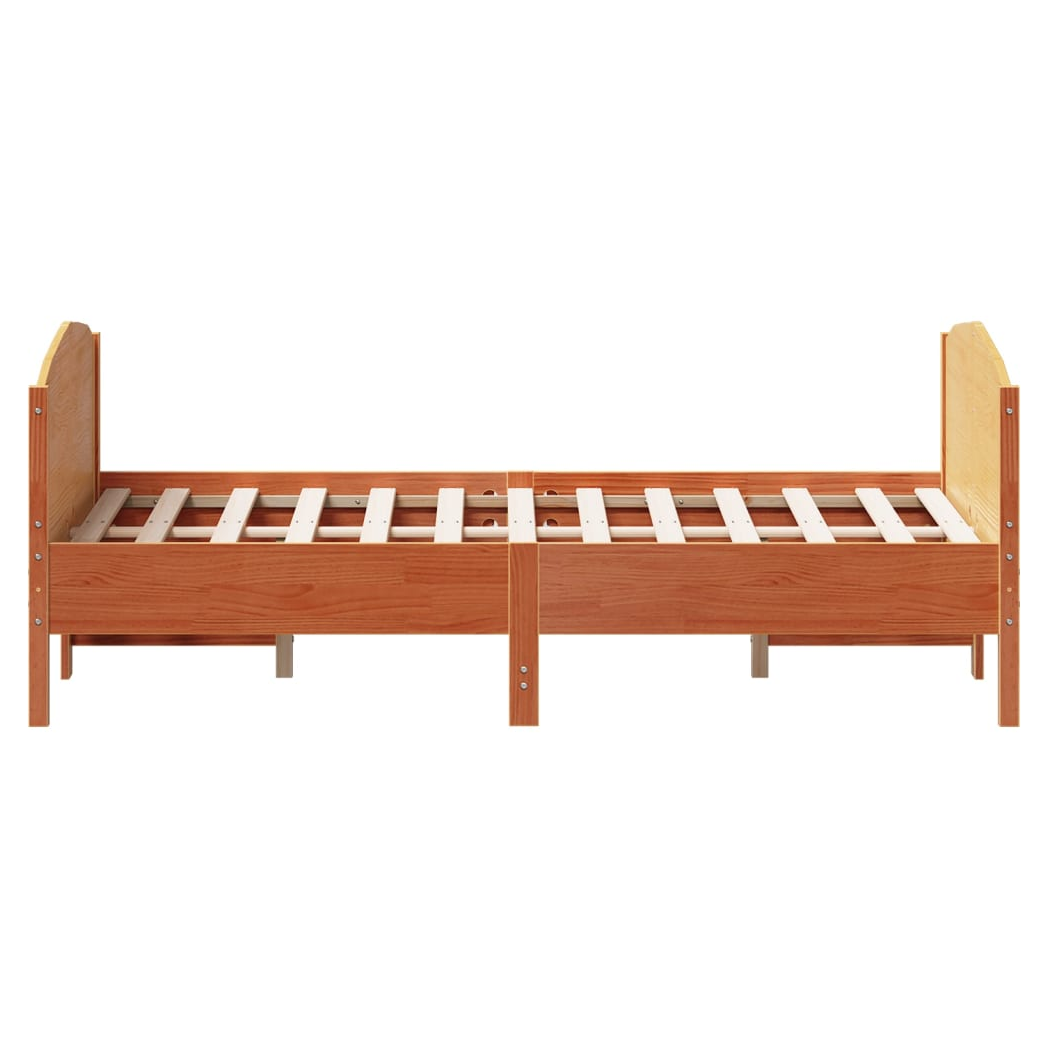 Bed Frame with Headboard Wax Brown 120x190 cm Small Double Solid Wood Pine