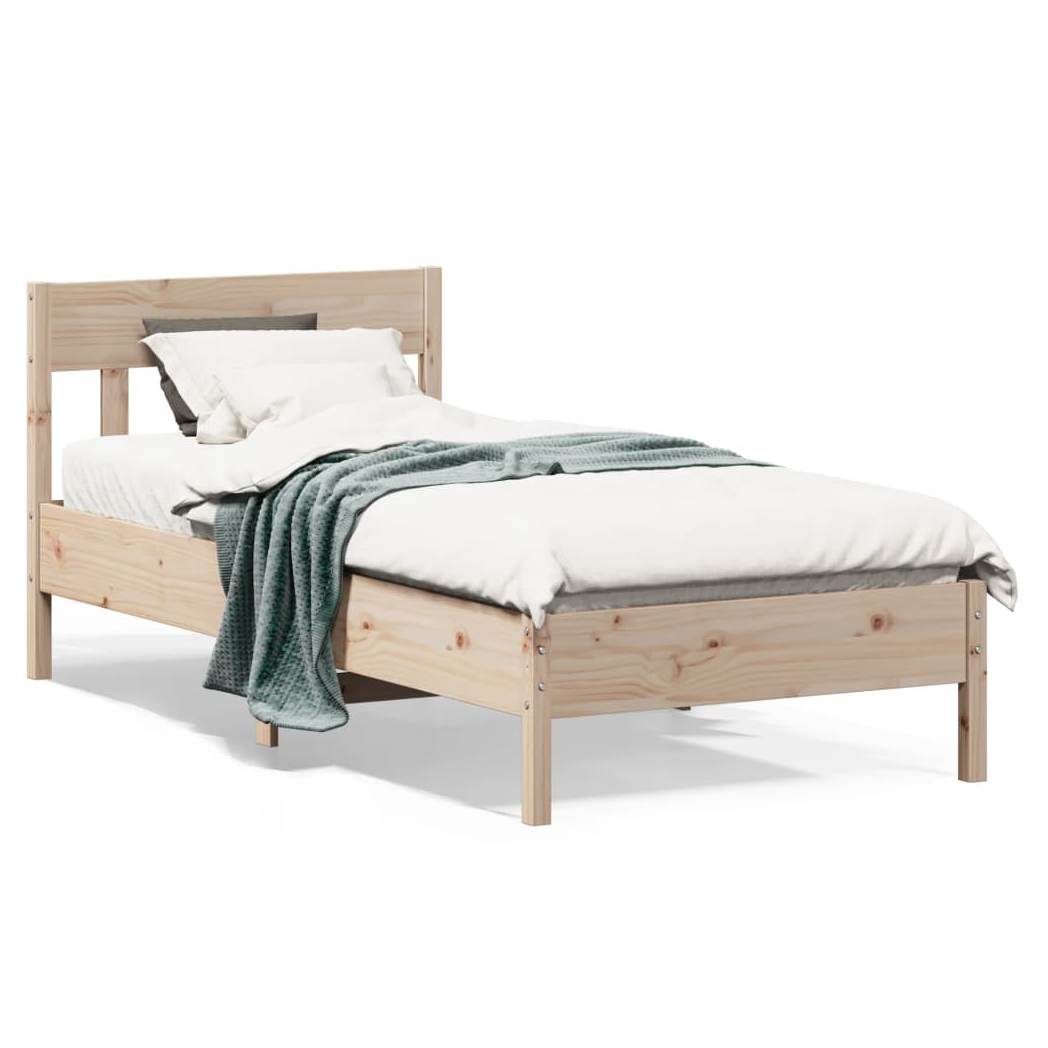 Bed Frame with Headboard 75x190 cm Small Single Solid Wood Pine