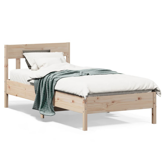 Bed Frame with Headboard 75x190 cm Small Single Solid Wood Pine