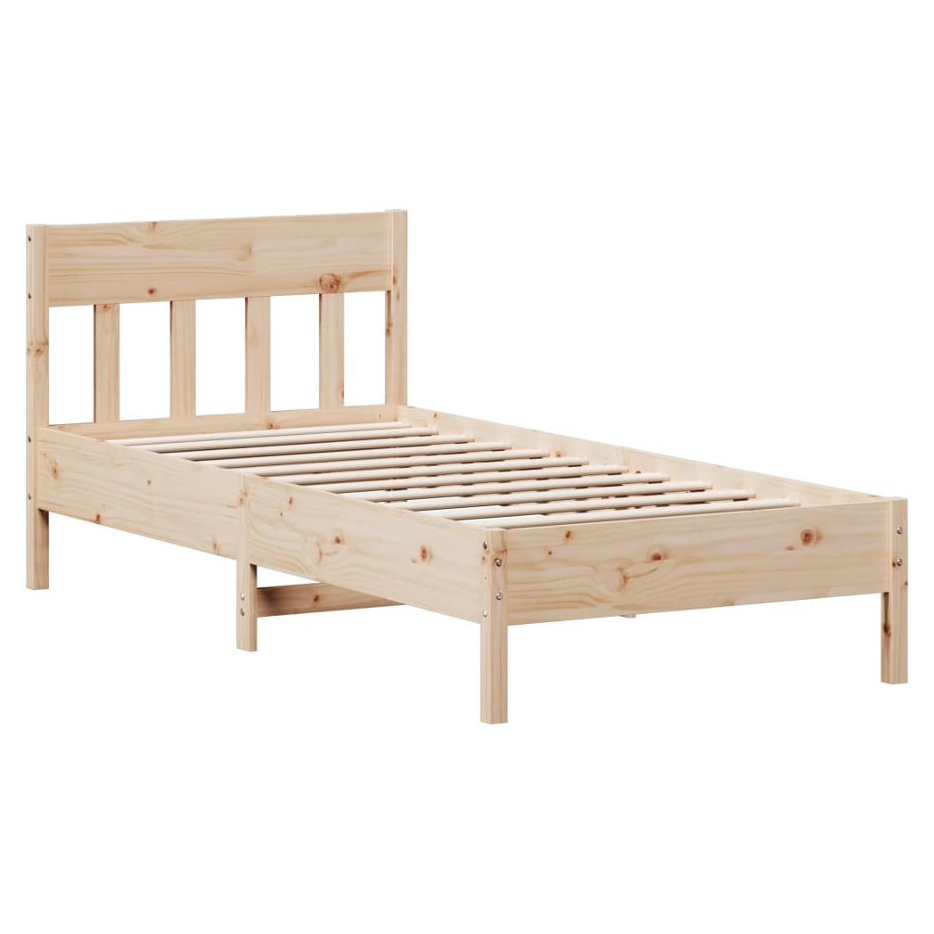 Bed Frame with Headboard 75x190 cm Small Single Solid Wood Pine