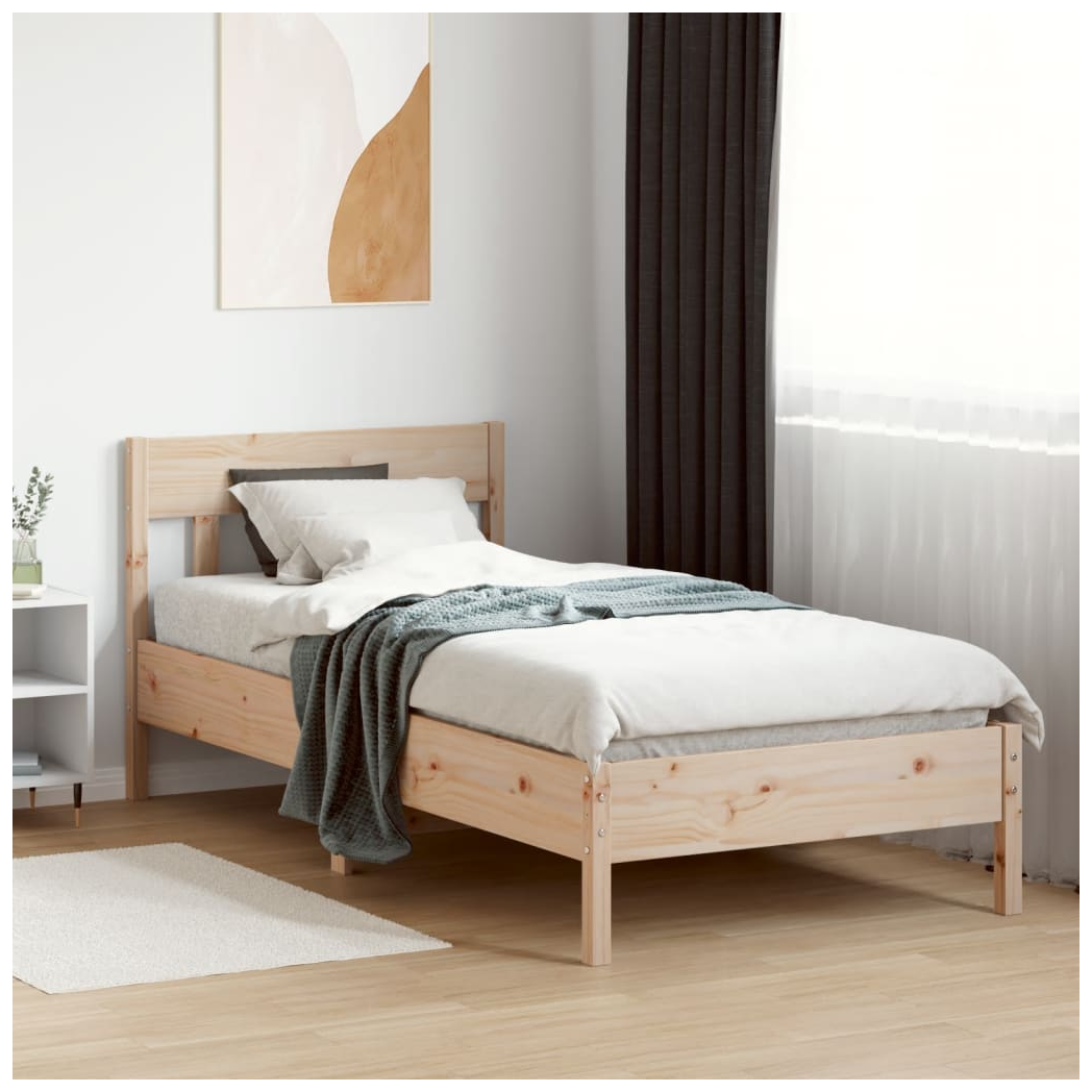 Bed Frame with Headboard 75x190 cm Small Single Solid Wood Pine