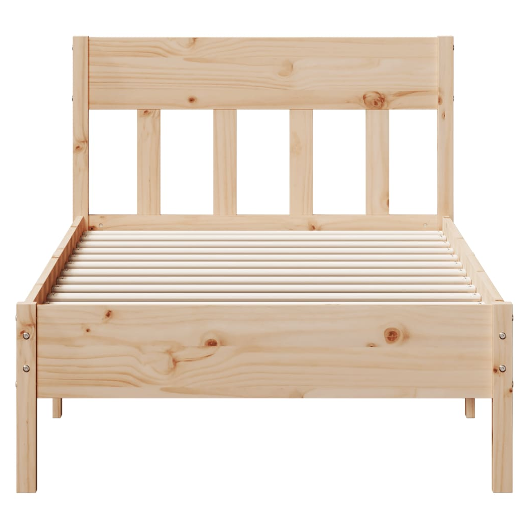 Bed Frame with Headboard 75x190 cm Small Single Solid Wood Pine