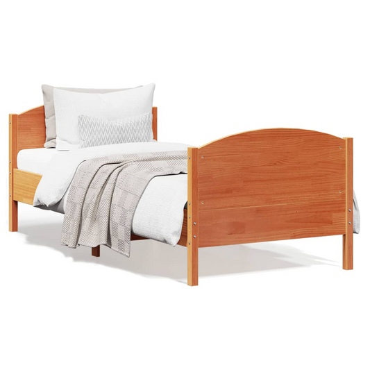 Bed Frame with Headboard Wax Brown 75x190 cm Small Single Solid Wood Pine