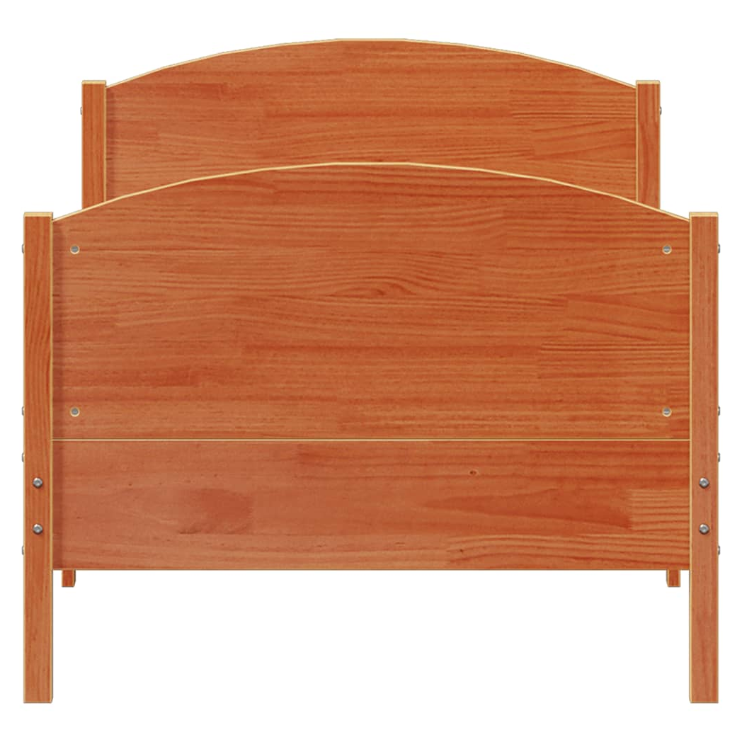 Bed Frame with Headboard Wax Brown 75x190 cm Small Single Solid Wood Pine