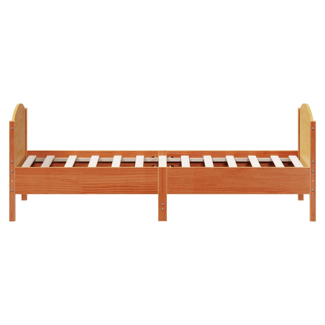Bed Frame with Headboard Wax Brown 75x190 cm Small Single Solid Wood Pine