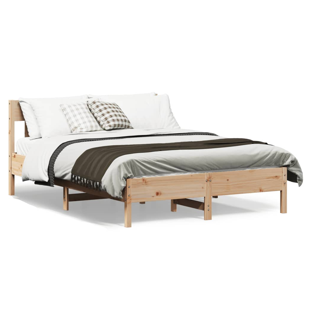 Bed Frame with Headboard 135x190 cm Double Solid Wood Pine