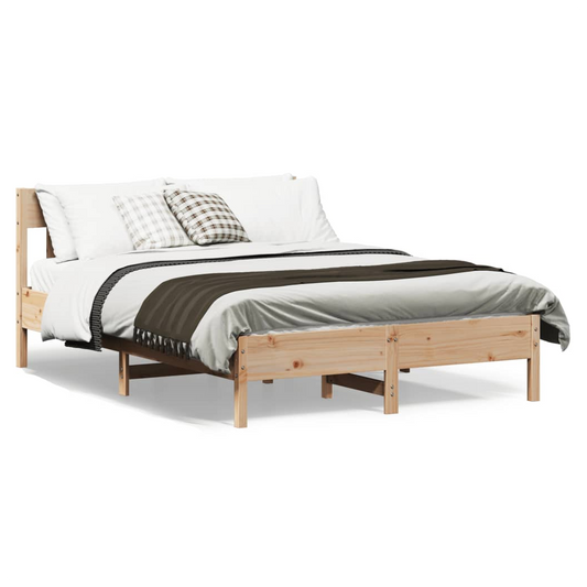 Bed Frame with Headboard 135x190 cm Double Solid Wood Pine