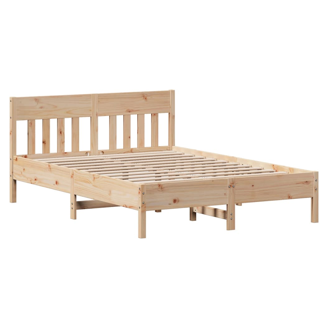 Bed Frame with Headboard 135x190 cm Double Solid Wood Pine