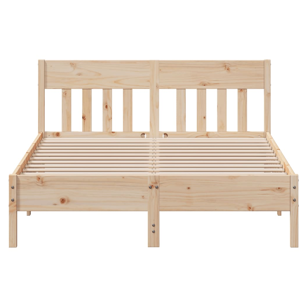 Bed Frame with Headboard 135x190 cm Double Solid Wood Pine