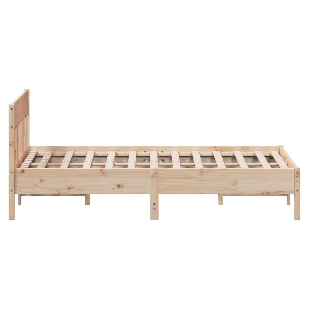 Bed Frame with Headboard 135x190 cm Double Solid Wood Pine